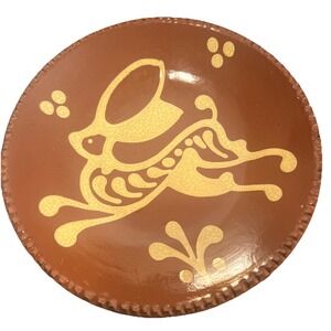 WISCONSIN POTTERY REDWARE FOLK ART ‎  PLATE  2002. 7” diameter